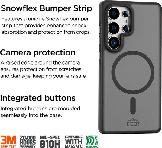 Image du produit Eiger 3m Ultra-Protection Magsafe-Case GRS Blizzard Magsafe Case GRS Black (Samsung Galaxy S25 Ultra)