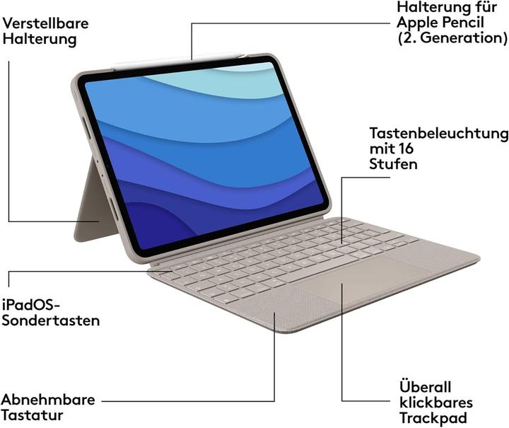 Productafbeelding Logitech Combo Touch (Duitsland, Apple iPad Pro 11 2018, Apple iPad Pro 11 2020, Apple iPad Pro 11 2021, Apple iPad Pro 11 2022)