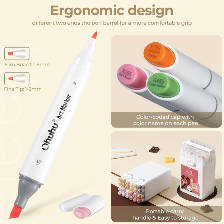 Immagine prodotto Ohuhu Pennarello artistico Kaala (Multicolore, 6 mm, 24 x)