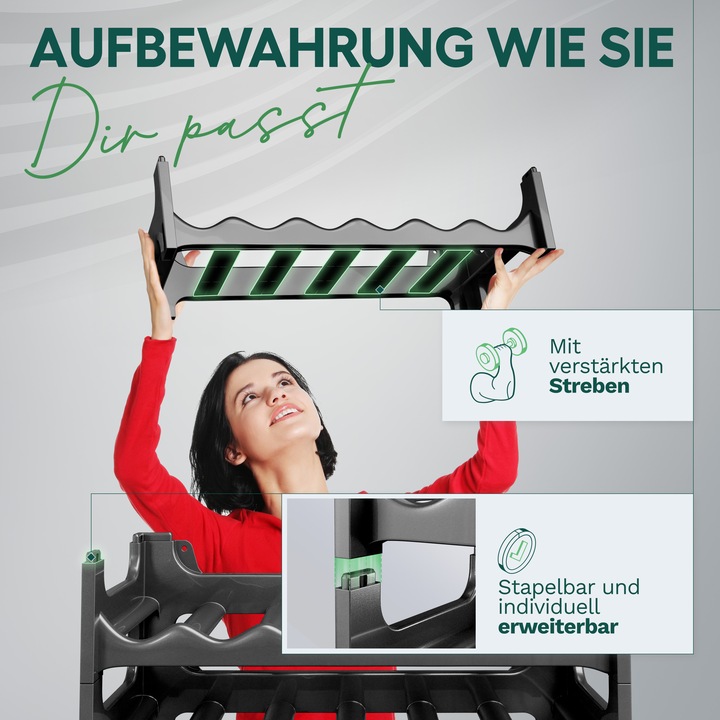 Produktbild Novaliv Flaschenregal für 36 Flaschen | Weinregal grau | Regal aus stabilem Kunststoff, stapelbar