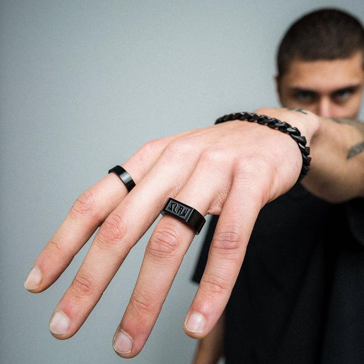 Actual product image K12 - Black Steel Ring - 50 (60)