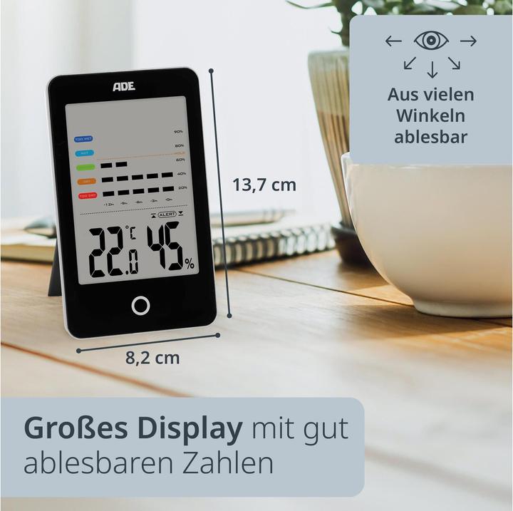 Produktbild ADE Thermo-/Hygrometer digital Schwarz, Funktionen