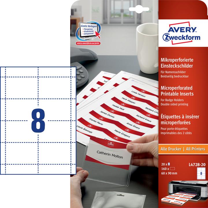 Actual product image Avery Insertable labels