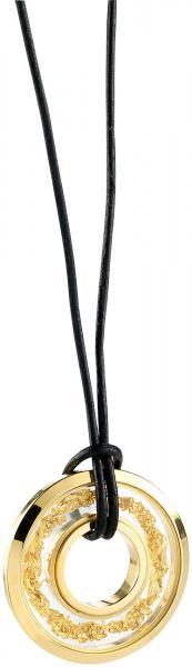 St. Leonhard Damen-Halskette Kreole (Messing vergoldet, Glas, innen Feingold-Splitter)