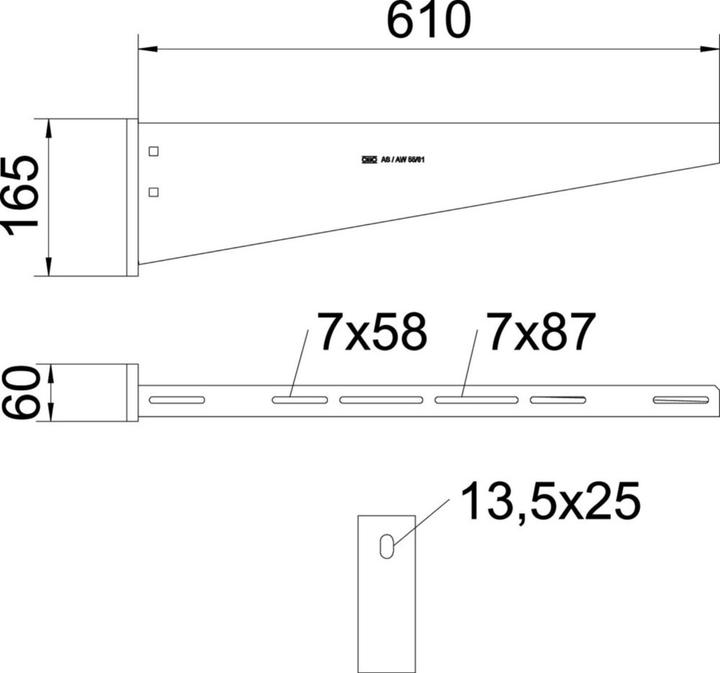 Actual product image OBO Bettermann Wall and stick cantilever AW 55/61 B610mm