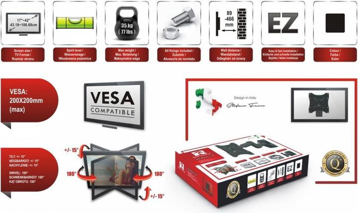 Actual product image Red Eagle Wall mount for LED TV - FLEXI APOLLO 17-42 - Accessories TFT/LCD TV (Wall, 35 kg, 17" - 42")