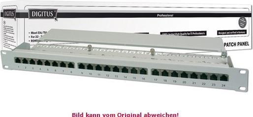 Actual product image Digitus CAT 5e Class D Patch Panel shielded 16-Port RJ45 8P8C LSA 1U Rack Mount Color Grey RAL 7035