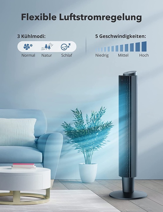 Immagine prodotto Herilios Ventilatore a torre, 40W, 106cm (35 dB)