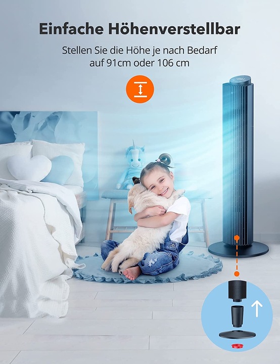 Immagine prodotto Herilios Ventilatore a torre, 40W, 106cm (35 dB)