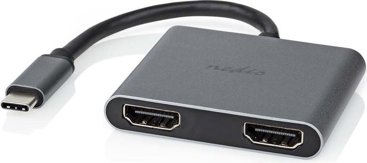 Produktbild Nedis USB Multi-Port-Adapter | USB 3.2 Gen 1 | USB-C™ Stecker | 2x HDMI™ | 0.10 m | Rund | Vernickel (USB Typ-C, 10 cm)