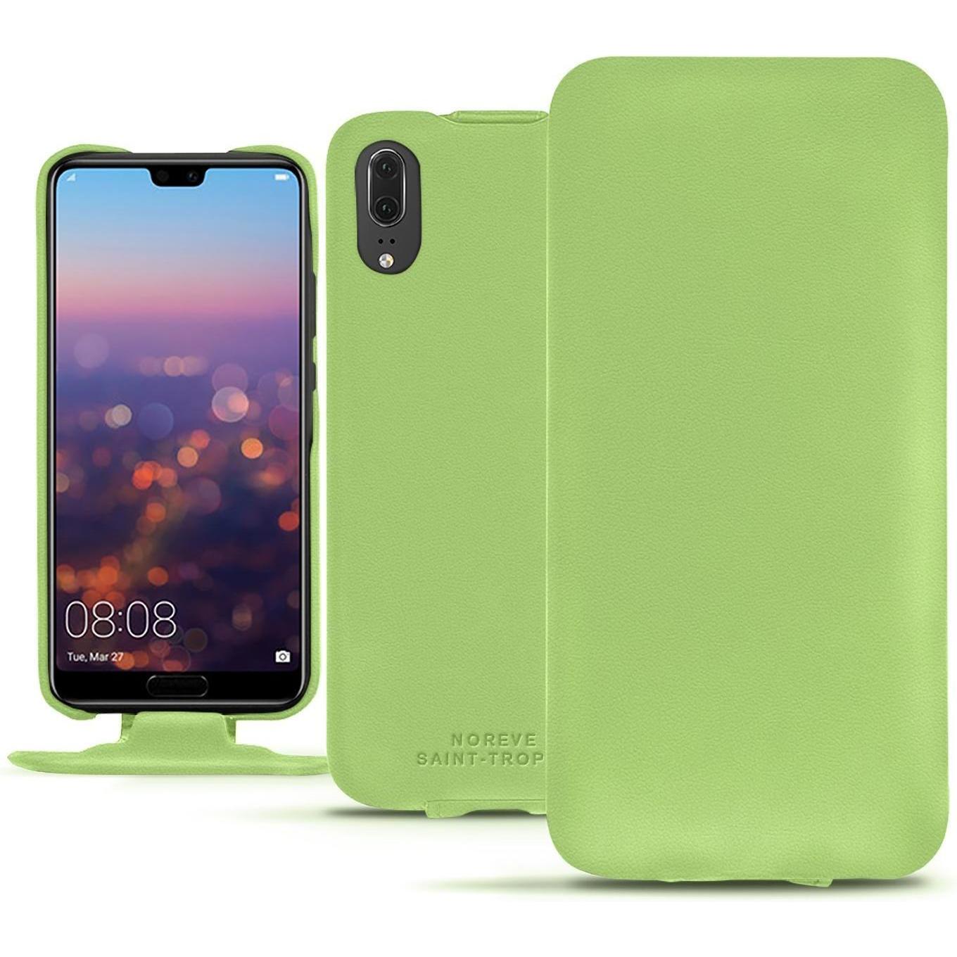 Noreve Lederschutzhülle vertikal (Huawei P20), Smartphone Hülle, Grün