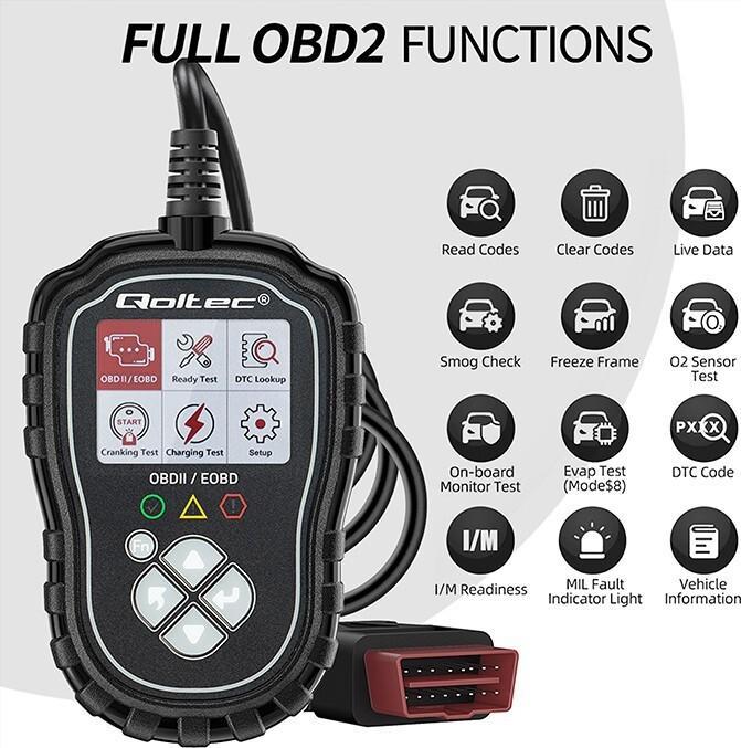 Actual product image Qoltec ProLine Digitaler Diagnosetester | OBD2 EOBD | Polnische SPEISEKARTE | 8V-25V | Duales System