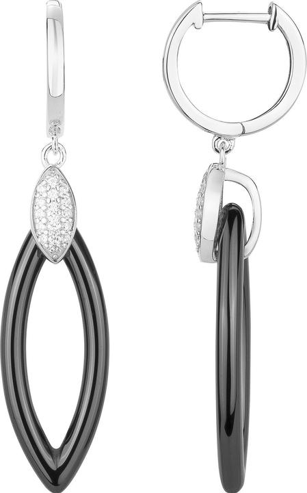 Actual product image Ceranity Silver Earrings - Black Ceramic - Zirconia (Ceramic, Silver)
