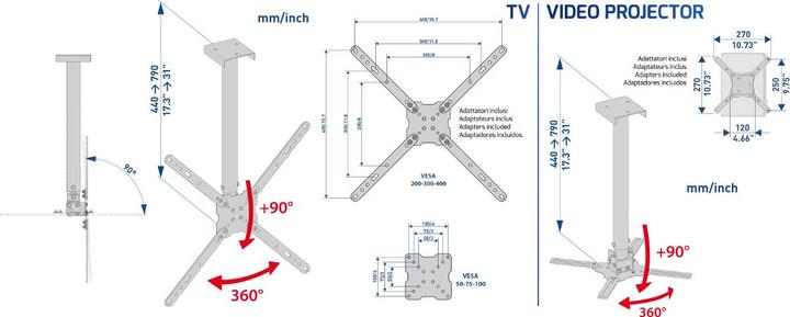 Immagine prodotto Meliconi Supporto a soffitto per TV SlimStyle 400CE per 1465 (Soffitto)