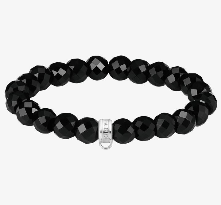 Immagine prodotto Thomas Sabo Charm Armband Obsidian Beads oval (17 cm, Argento 925)