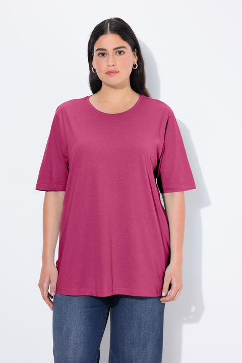 Actual product image Ulla Popken Basic Round Neck Short Sleeve Relaxed Fit Tee (58, 60)