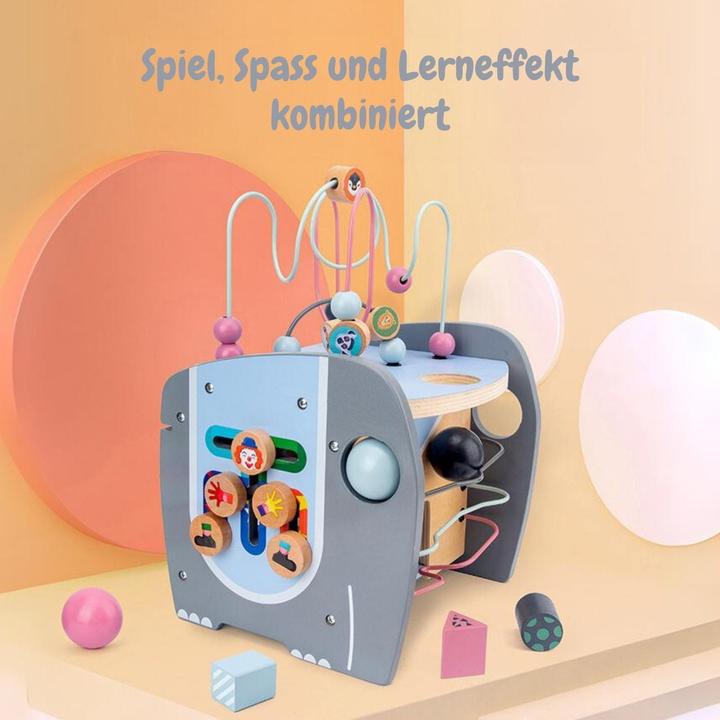 Produktbild Hermex 5in1 Aktivitäts-Holzwürfel für Kleinkinder Motorikwürfel Holzspielzeug