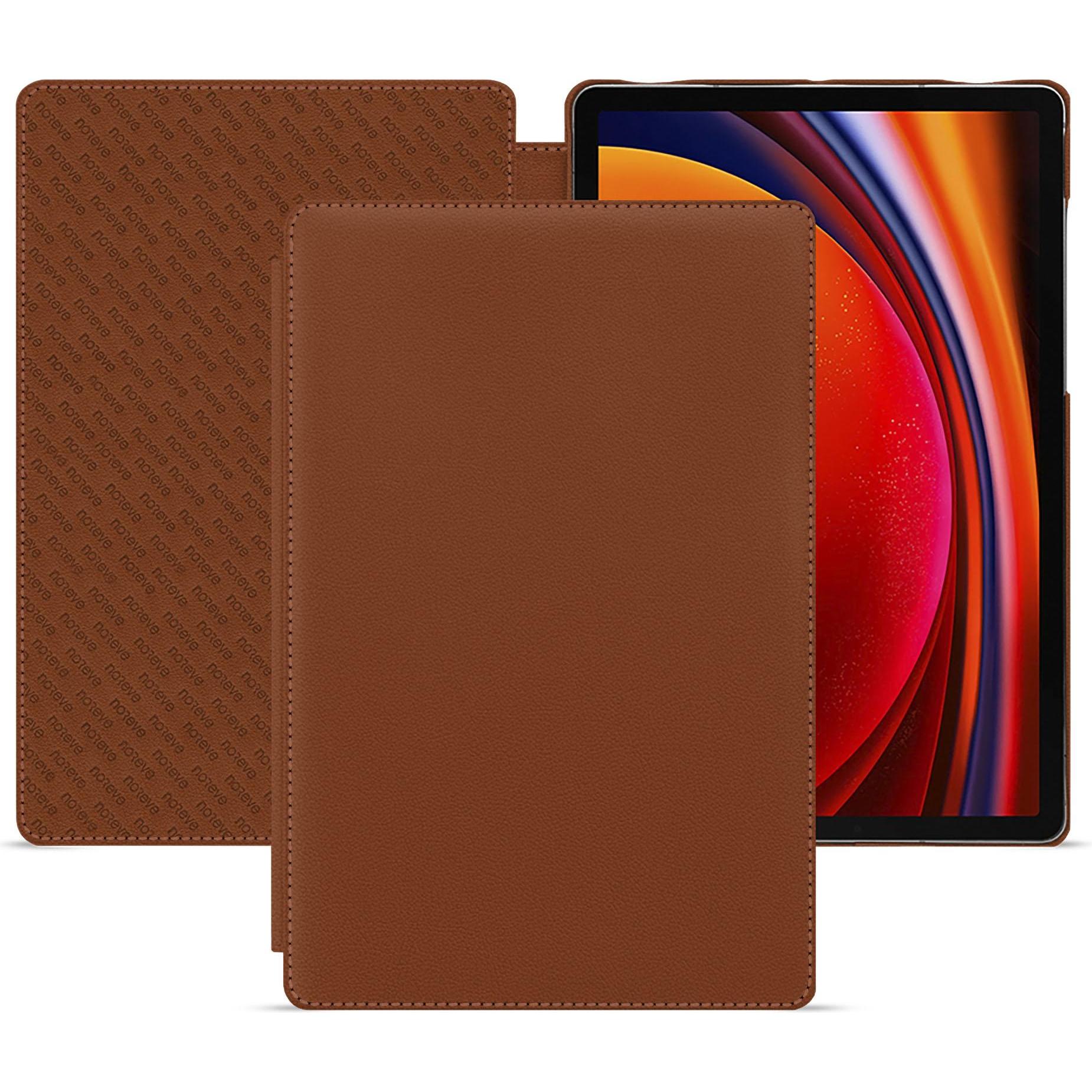 Noreve Lederschutzhülle horizontal (Galaxy Tab S9), Tablet Hülle, Braun