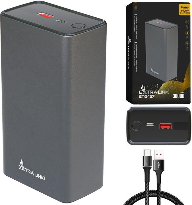 Actual product image Extralink EPB-127 30000mAh Srebrny | Powerbank | Power bank, 65W PD, USB-C (30000 mAh, 65 W, 111 Wh)