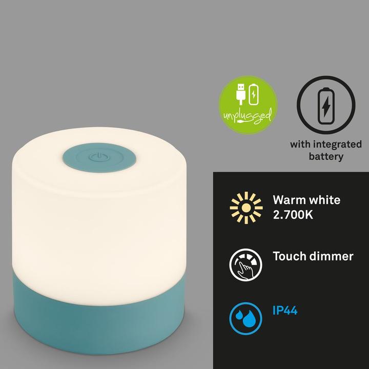 Image du produit Briloner Lampe de table LED rechargeable, bleu, 1xLED/2W (150 lm)