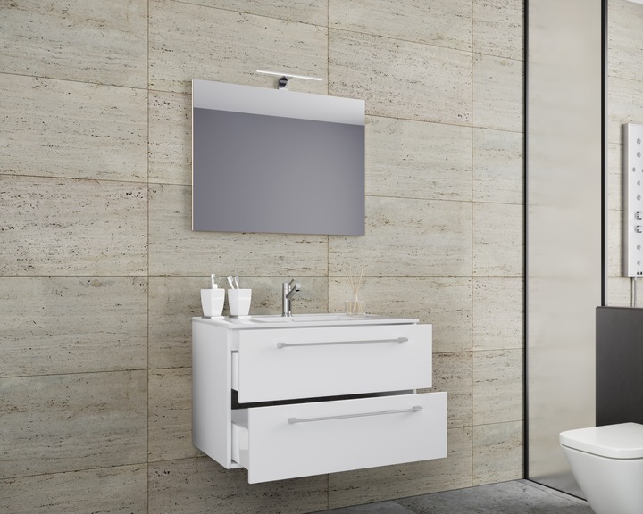 Actual product image VCM 3-piece wash place washbasin Badinos 2 drawers mirror