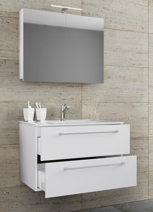 Actual product image VCM 3-piece wash place washbasin Badinos 2 drawers mirror cabinet