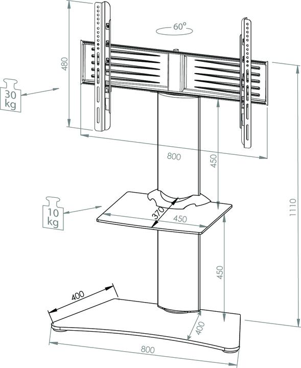 Image du produit VCM Morgenthaler Zental avec étagère intermédiaire - 30 kg - 177,8 cm (70 pouces) - 81,3 cm (32 pouces) (70", 30 kg)