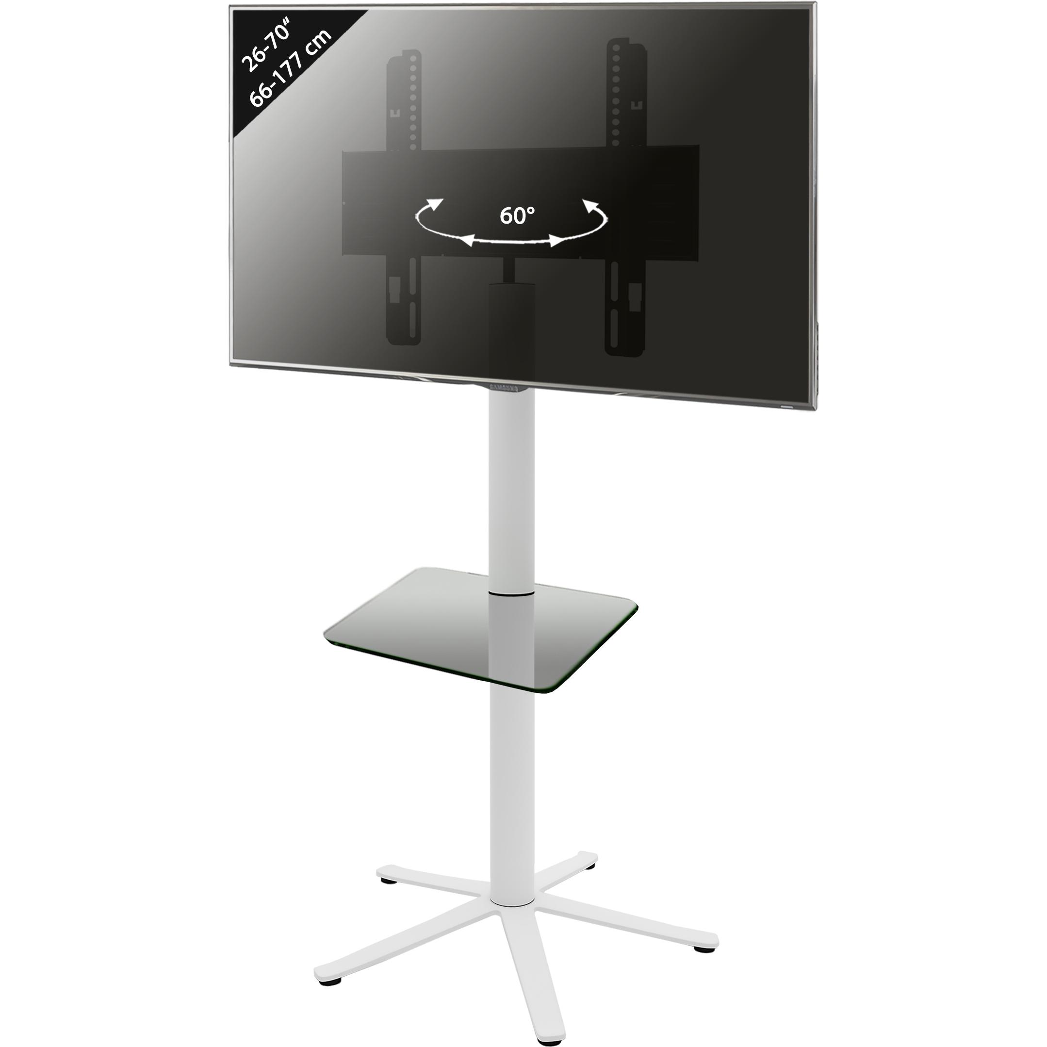 VCM, TV Möbel, TV Standfuss Alu Xila mit Glas Zwischenboden (61 x 61 x 100 cm)
