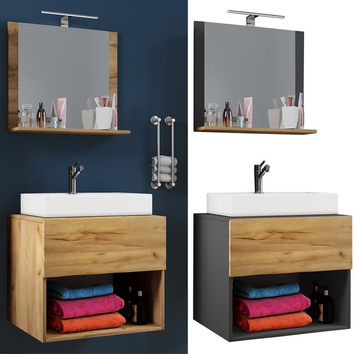 VCM 3-piece bathroom block washbasin drawer mirror bathroom furniture "Lendas II".