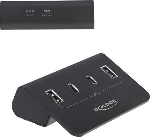 Delock USB 10 Gbps Hub mit 2 USB Type-C und 2 USB Typ-A Ports (64259)