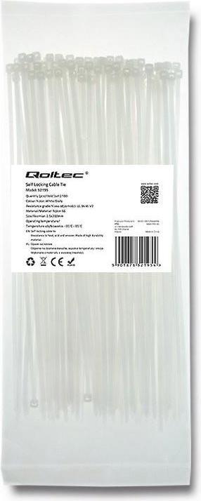 Image du produit Qoltec 52195 Zippers 2.5 200 100szt nylon UV Baltas (200 mm, 100 pcs)