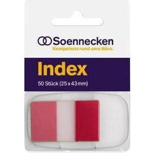 Soennecken, Haftnotiz, Haftstreifen Index Masse: 25 x 43 mm (B x H) Farbe: rot (25 x 43 mm)
