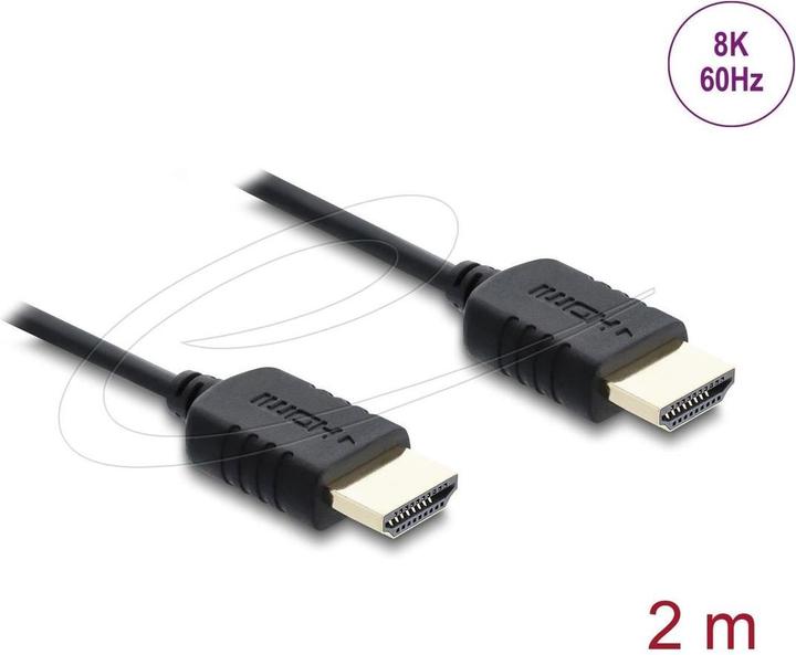 Image du produit Delock Koaxiales High Speed HDMI Kabel 8K 60 Hz 48 Gbps mit Geflechtmantel 2m (2 m)