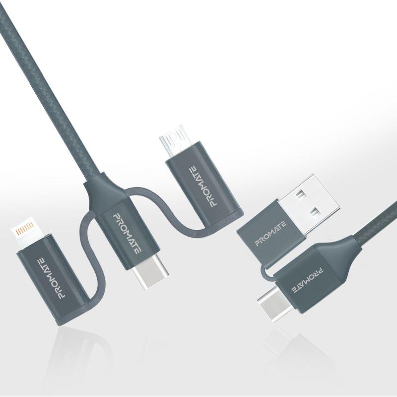 Thumbnail - ProMate PentaPower Grey 6 in 1 Multikabel, USB Kabel