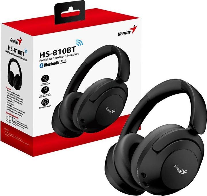 Produktbild Genius HS-810BT schwarz / Kabelloses Headset / Mikrofon / BT 5.3 / Klinke 3,5 mm / USB-C (8 h, Kabellos)