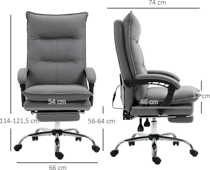 Actual product image Homcom Office chair with massage function, heating function, remote control, extendable footrest (56 - 64 cm)