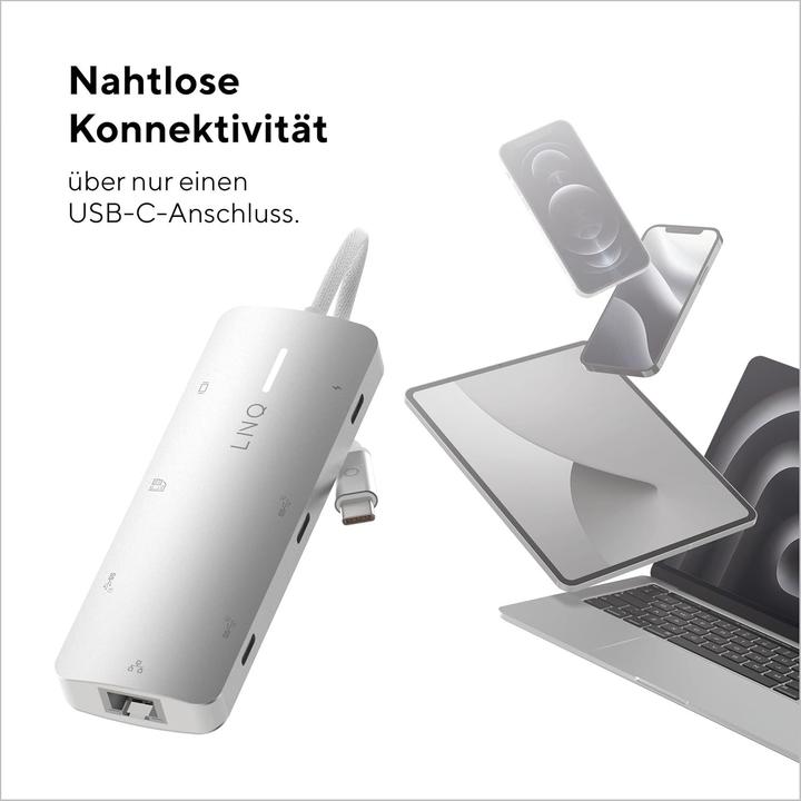 Actual product image LINQ Connects 8in1 PRO USB-C Multiport Hub 140W (USB-C, 8 ports)