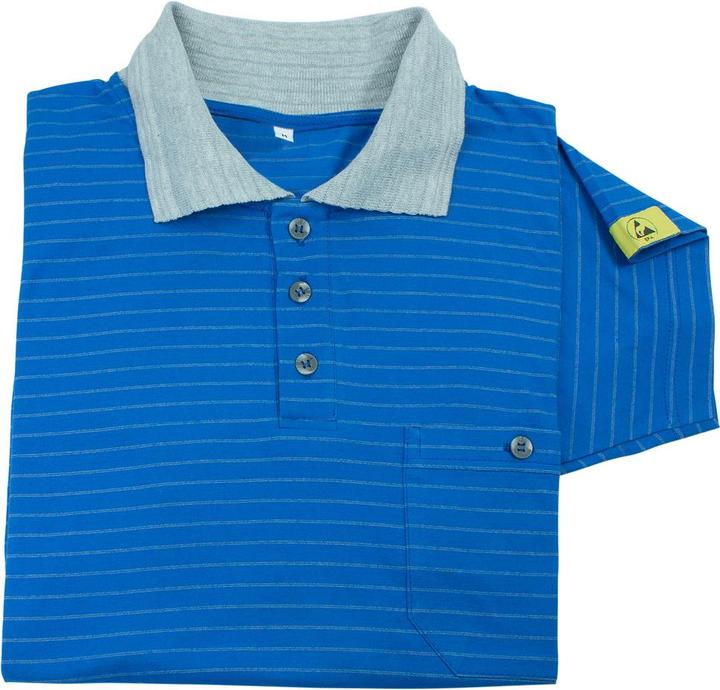 Wetec ESD-Polo-Shirt, mit grauem Kragen, XL, blau (XL)