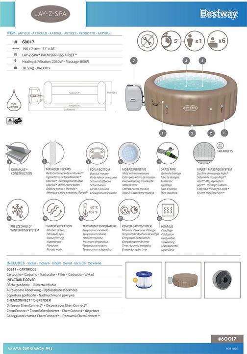 Produktbild Bestway Lay-Z-Spa Palm Springs AirJet (6 Personen)