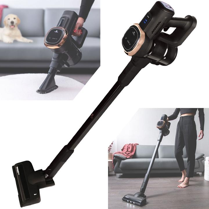 Actual product image BerlingerHaus Design cordless hoover, 220 W BLDC motor, 25.9 V Li-ION battery, black-pink gold