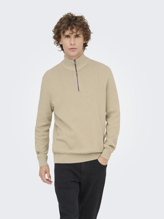 Produktbild Only & Sons Onsmace Reg 12 Herringbon Half Zip Knit (XL)