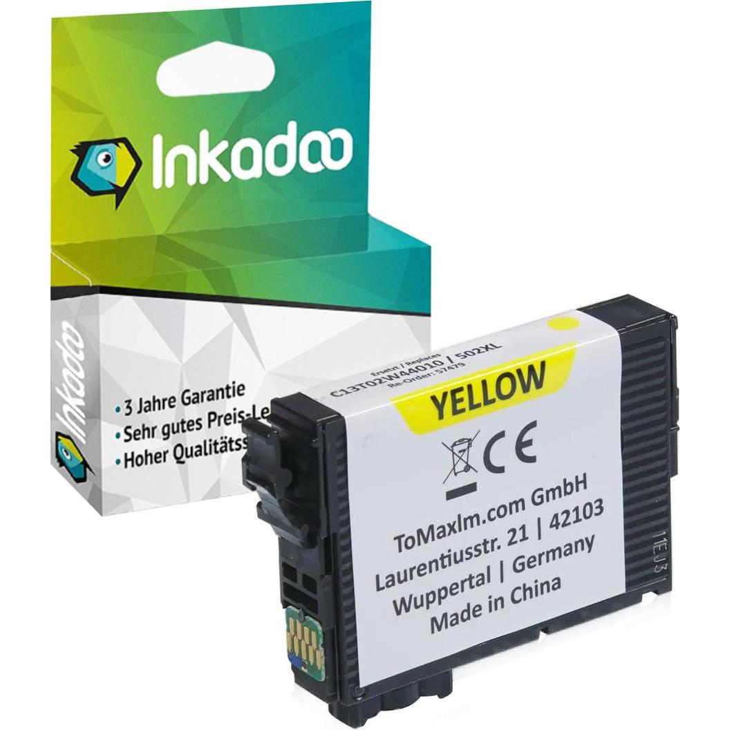Inkadoo, Druckerpatrone, Druckerpatronen kompatibel zu Epson C13T02W44010 / 502XL Tintenpatrone, gelb Gelb (Y)