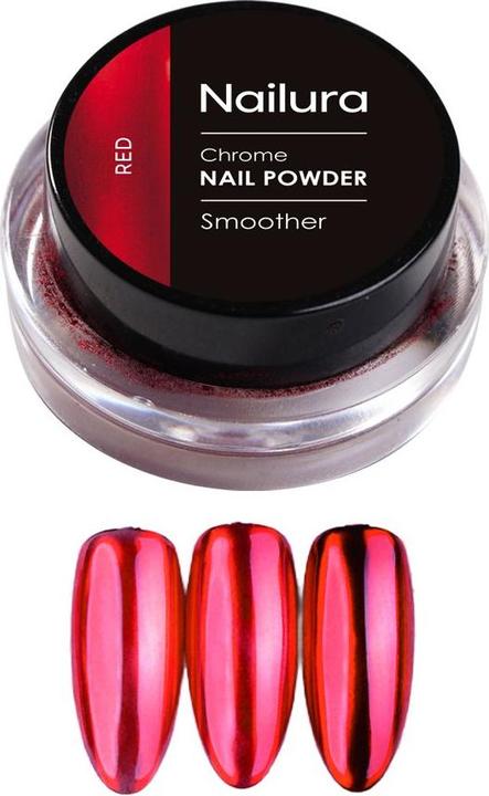 Nailura - Chrom Powder - Red (Décoration des ongles, Ongles artificiels, Rouge)