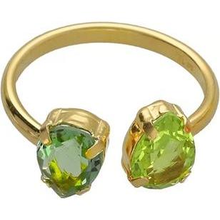 Victoria Cruz, Ring, Gold Plated Open Ring with Green Glory Crystals A4904-14DA - Circuit: 50 mm, (50)