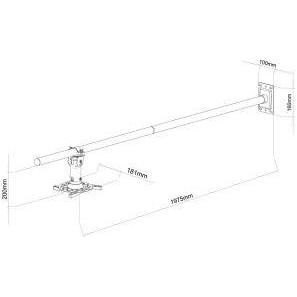Art RAMP P-106B Holder Wall 100-200cm DO PROJEKTORA P-106B 15KG juoda (Wand), Beamer Halterung, Schwarz