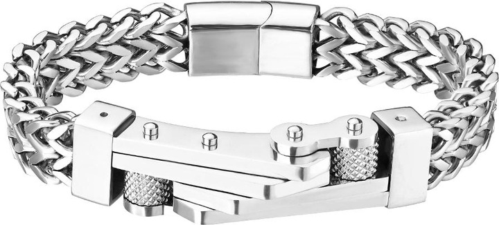 Produktbild Star Piercing Weizenkette silber zweireihig und Fahrradkette (21 cm, ohne Messing, Chirurgenstahl 316L)