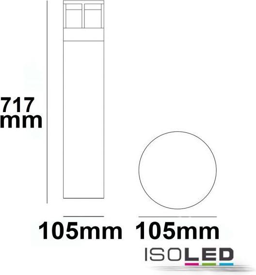 Produktbild Isoled LED Wegleuchte Typ2, 70cm, 6W, sandschwarz, warmweiss (280 lm, IP54)