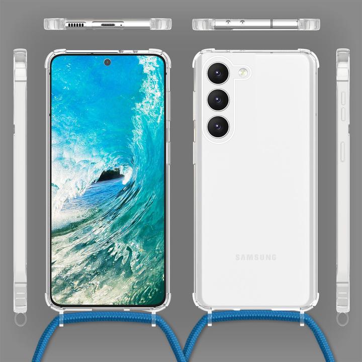 Actual product image Nalia Clear hybrid case with chain to hang around the neck