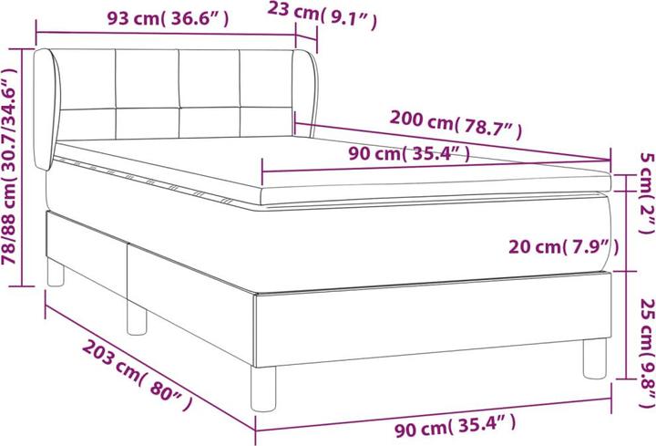 Image du produit vidaXL Boxspringbett (90 x 200 cm)