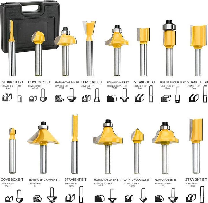 Produktbild Anesty 15tlg. Fräser Set für Oberfräsen